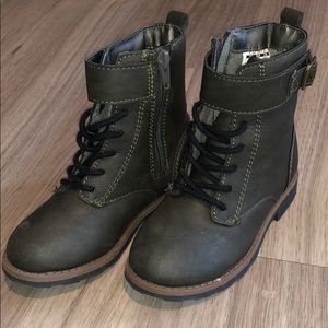 Girls Olive Green Moto Boot